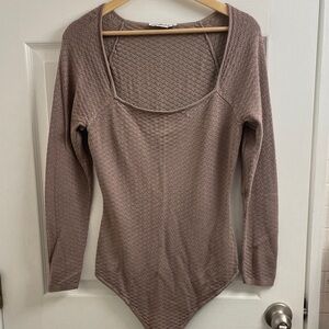 Abercrombie & Fitch Women’s Pointelle Square Neck Long Sleeve Bodysuit Size Lrg